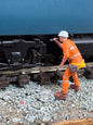 OO Gauge Railway engineer Worker with torch 1:76 Model Railway Track Worker