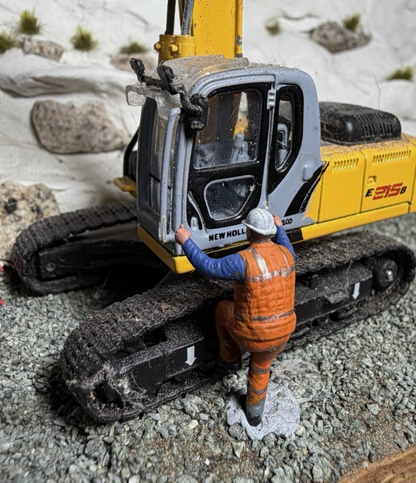 OO Gauge Railway engineer Worker Climbing Up Train Or Vehicle 1/76 Scale Figure